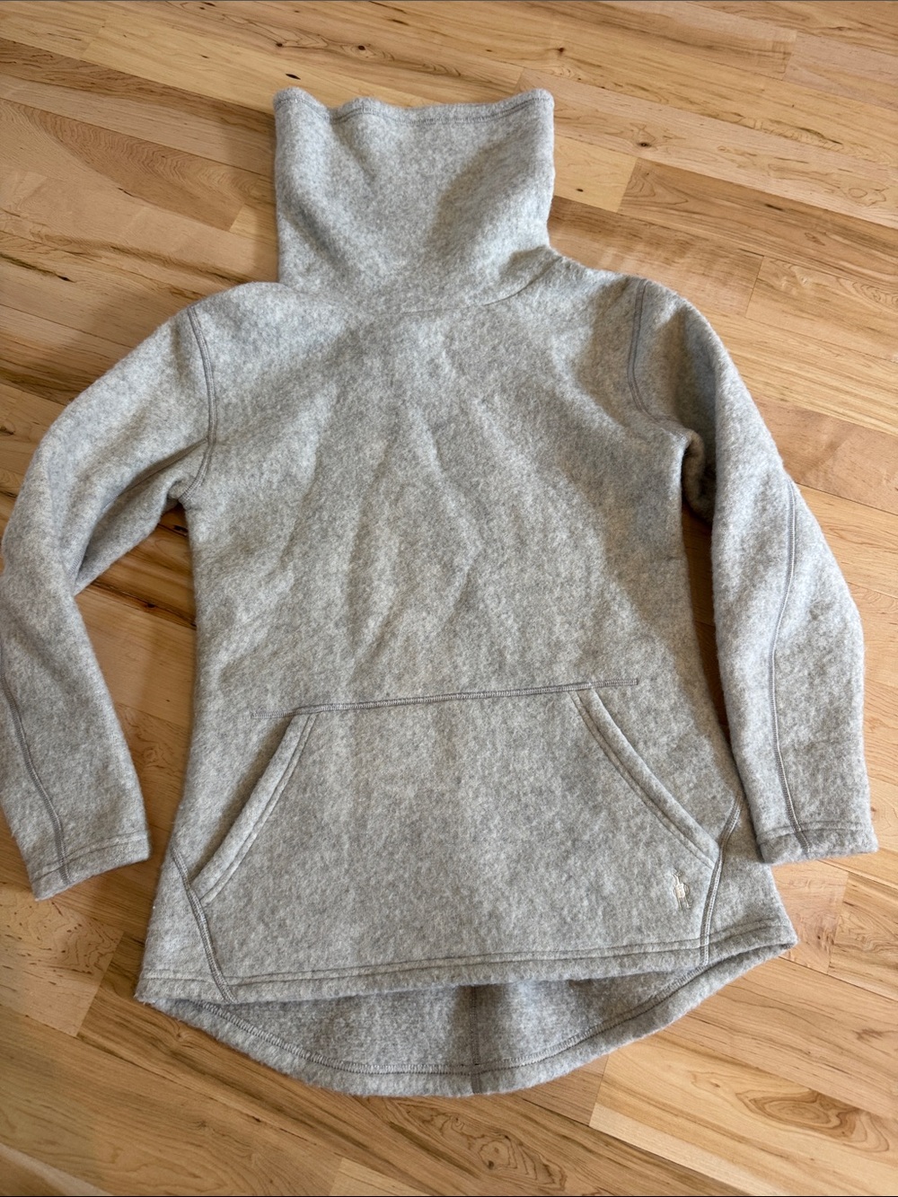 Smartwool Hudson Trail Fleece Wool Pullover Cowl Neck Sweater-Gray-XS